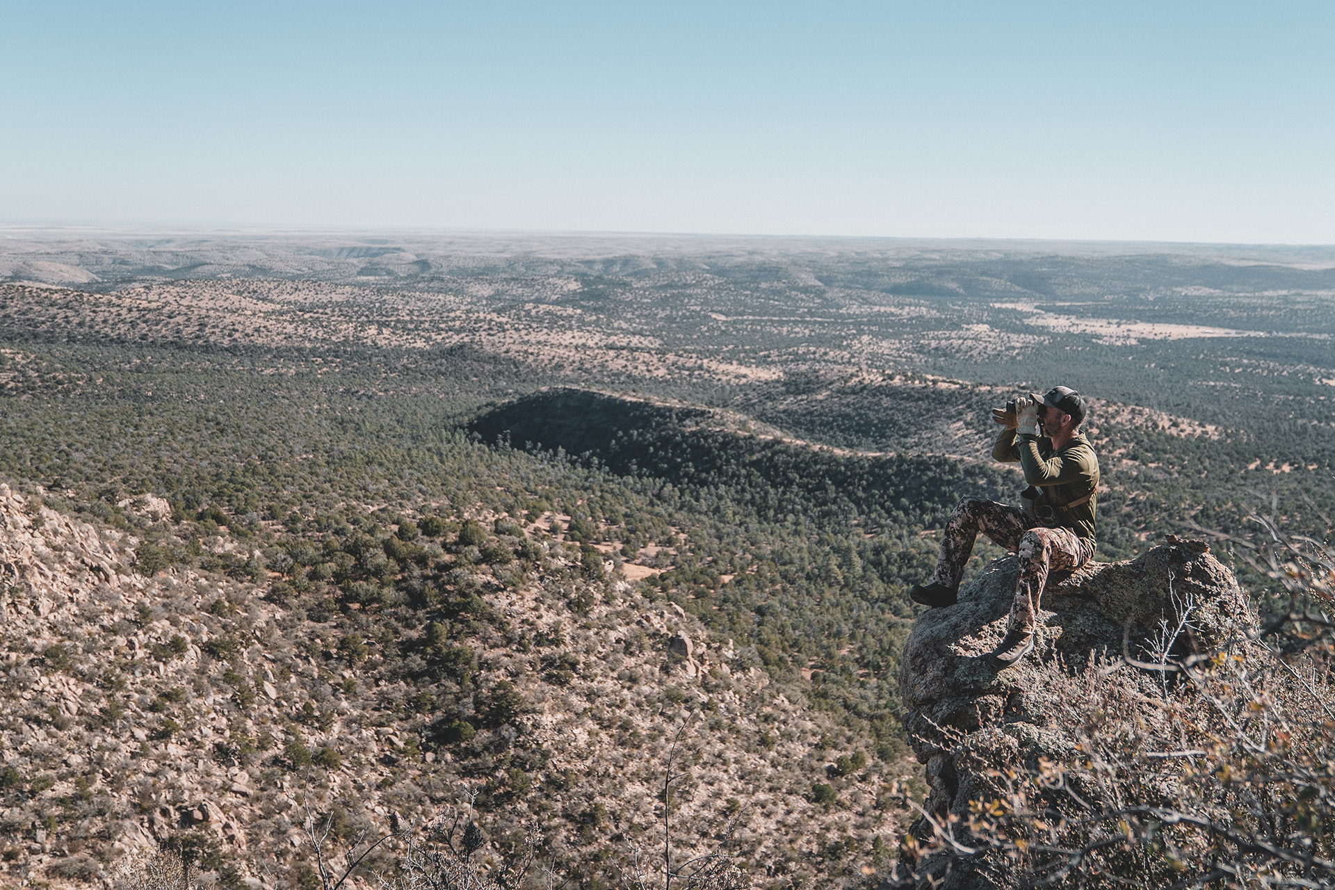 Hunters should find vantage points where they can see over vast distances and be prepared to glass for a few hours at daylight and before dusk to find elk moving from feed sources to bedding areas.